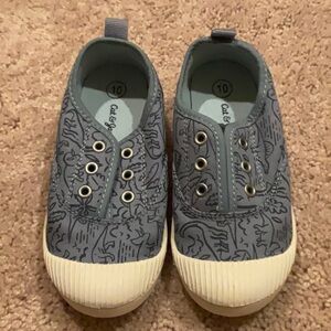 NWOT Cat & Jack blue dinosaur, laceless, slip-on sneakers, size 10.
